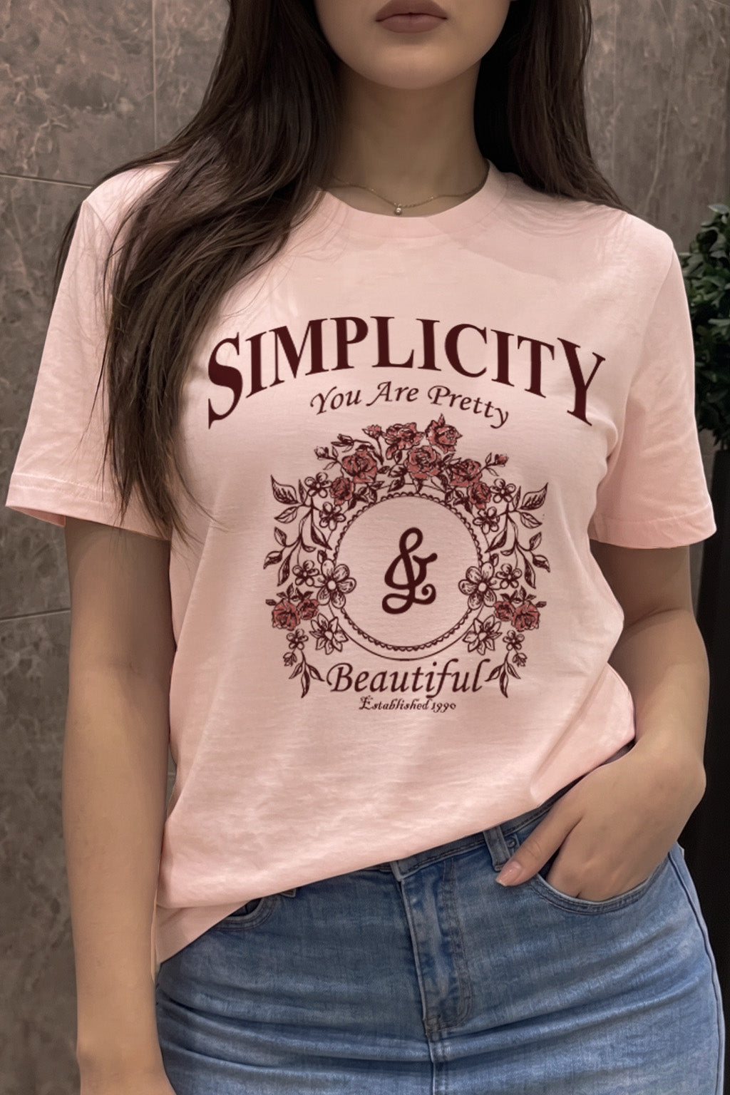 Simplicity Rosewater Printed Regular Fit T-Shirt