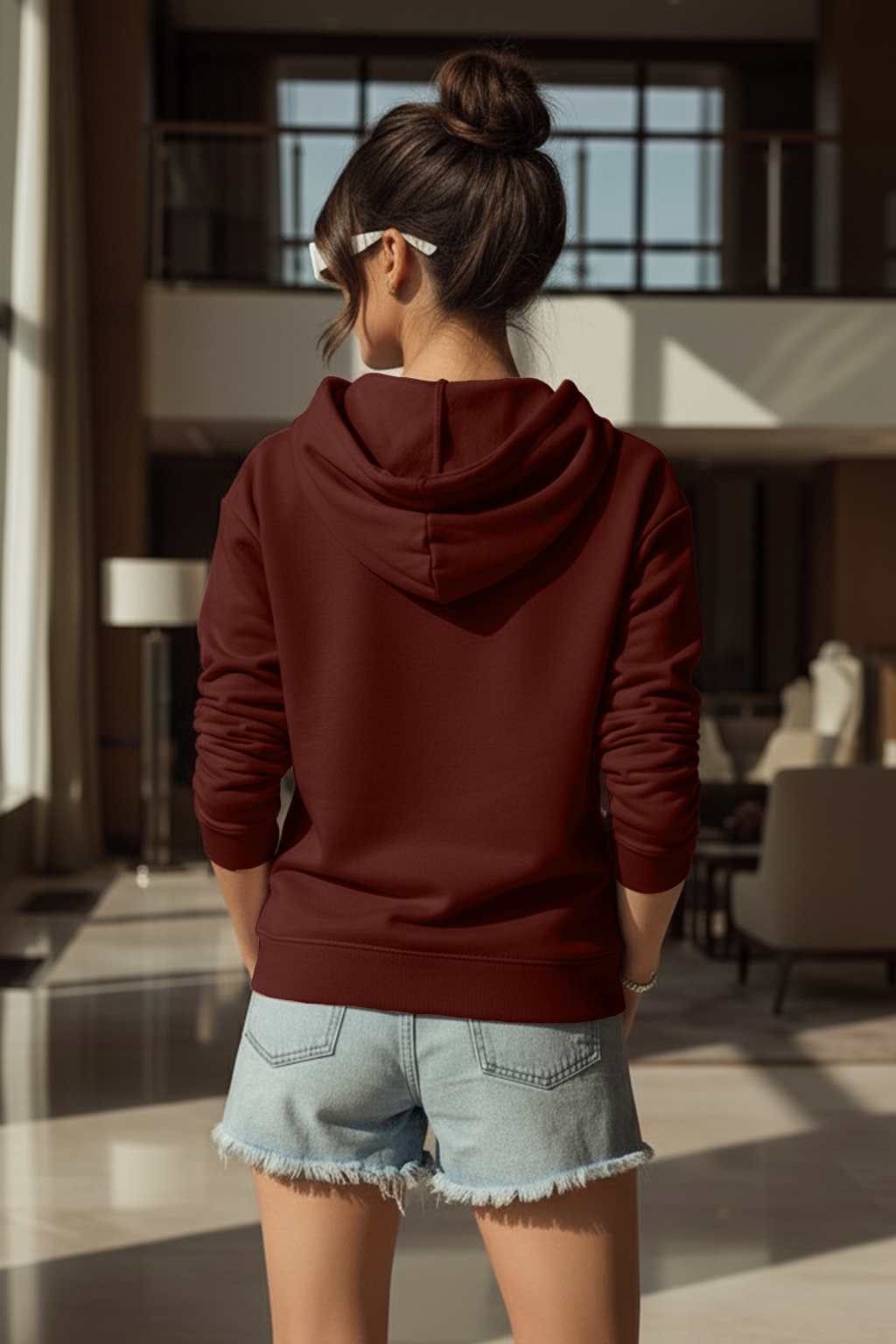 Plain Dark Wine Spun Regular Fit Hoodie