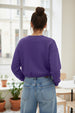Plain Purple Oversized Cropped Sweatshirt