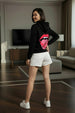 Mouth Black Regular Fit Back Printed Hoodie