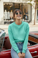 Plain Green Oversized Cropped Sweatshirt