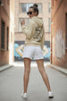 Break Rules Teddy Graphic Printed Beige Regular Fit Hoodie
