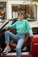 Plain Green Oversized Cropped Sweatshirt