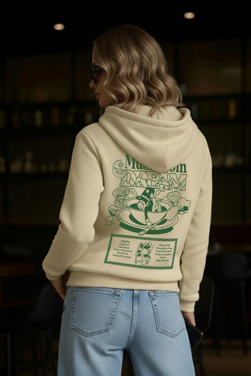 Mushroom Graphic Printed Marshmallow Regular Fit Hoodie