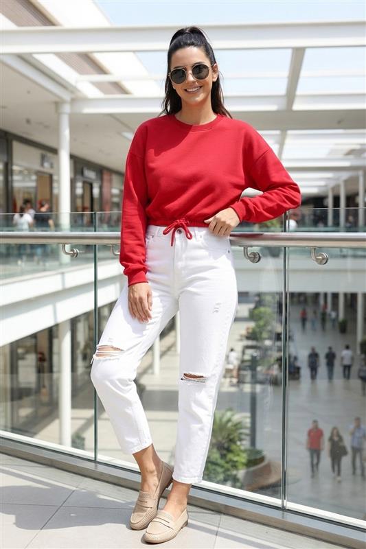 Plain Magenta Oversized Cropped Sweatshirt