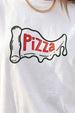 Fun Pizza White Oversized Printed T-Shirt