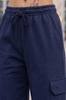 Navy Blue Plain Baggy Fit Cargo Jogger