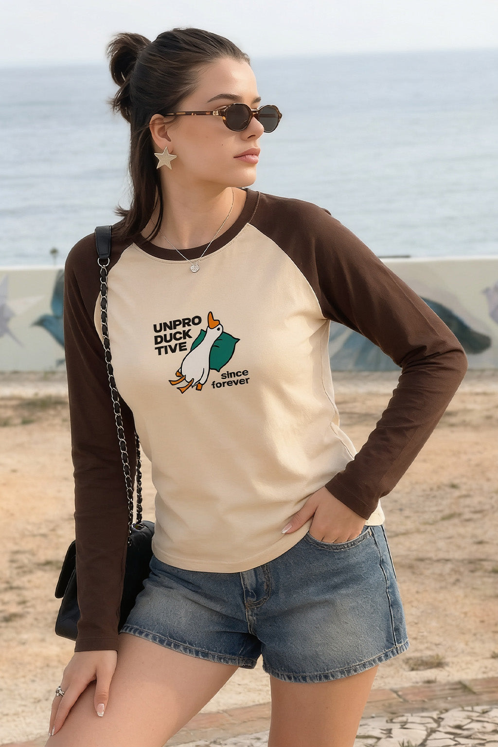 Unpro Duck Tive  Raglan Printed Full Sleeve Regular Fit T-Shirt
