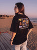 Sun Sand Surf Black Oversized Fit Graphic T-Shirt