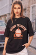 Seaside Patisserie Typographic Printed Oversized Fit Black T-Shirt