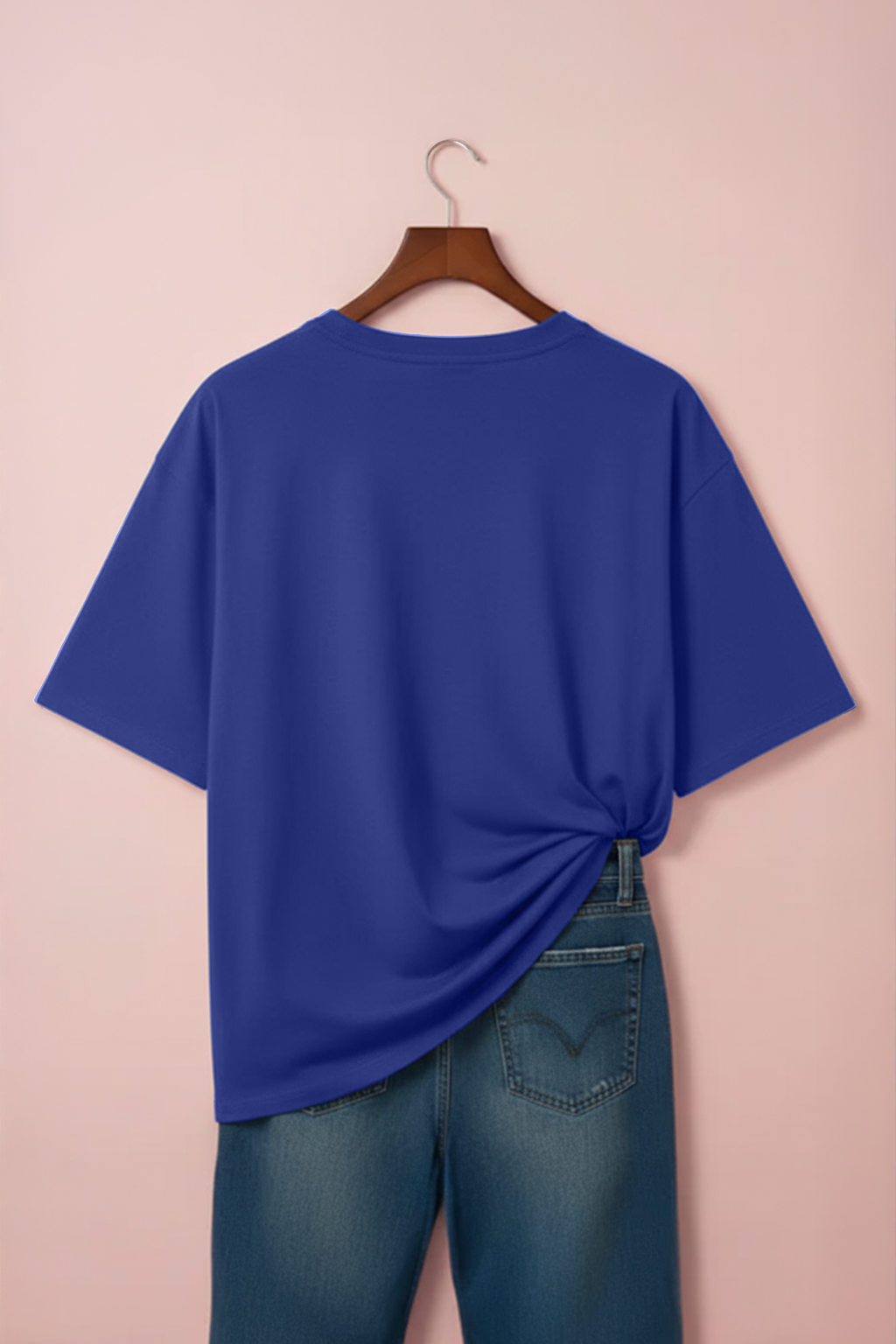 Royal Blue Plain Plus Size T-shirt