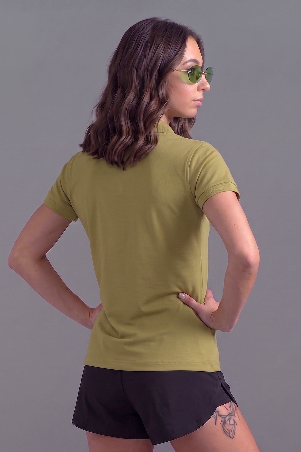 Olive Plain Cotton Regular Slim Fit Polo T-Shirt