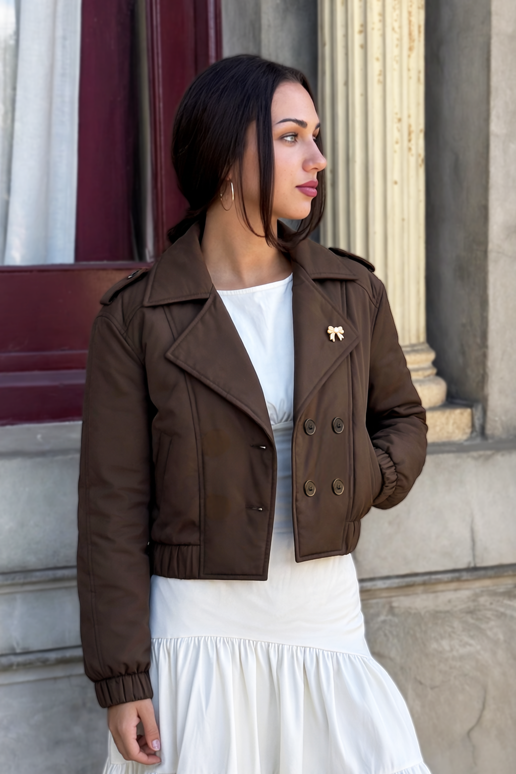 FLURRY BROWN CROPPED JACKET