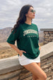 Juneberry Original Green Oversized Fit Graphic T-Shirt