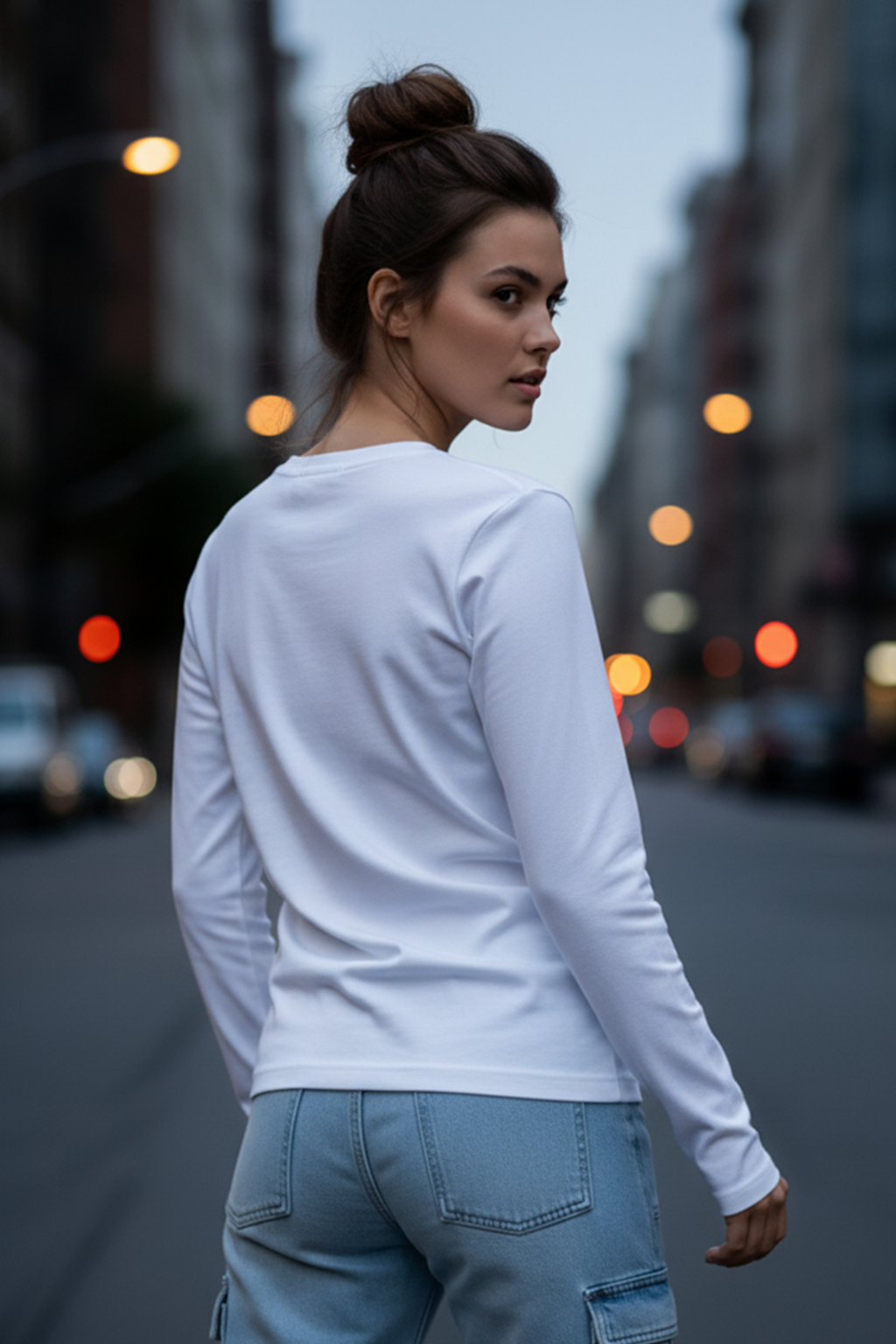 White Plain Full Sleeve Regular Fit T-Shirt