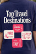 Travel Destinations Royal Blue Oversized Fit Printed T-Shirt