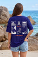 Viva Royal Blue Oversized Fit Printed T-Shirt