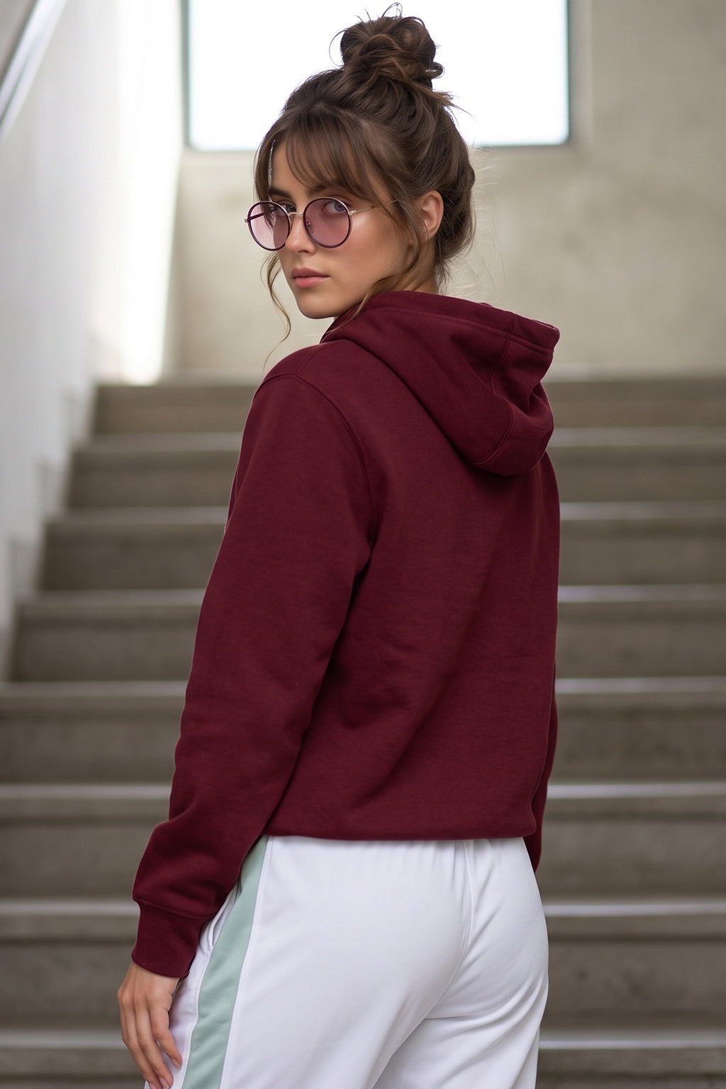 Freezin Maroon Regular Fit Printed Hoodie