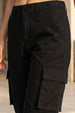 Black Plain 5 Pocket Straight Fit Woven Cargo