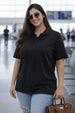 Black Plain Plus Size Polo T-shirt