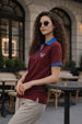 Tennis Club Maroon Regular Fit Premium Pique Lycra Zipper Polo T-Shirt