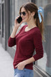 Maroon Plain Full Sleeve Regular Fit T-Shirt