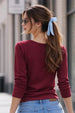 Maroon Plain Full Sleeve Regular Fit T-Shirt