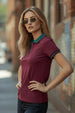 Stripe Collar Maroon Regular Fit Premium Pique Lycra Zipper Polo T-Shirt