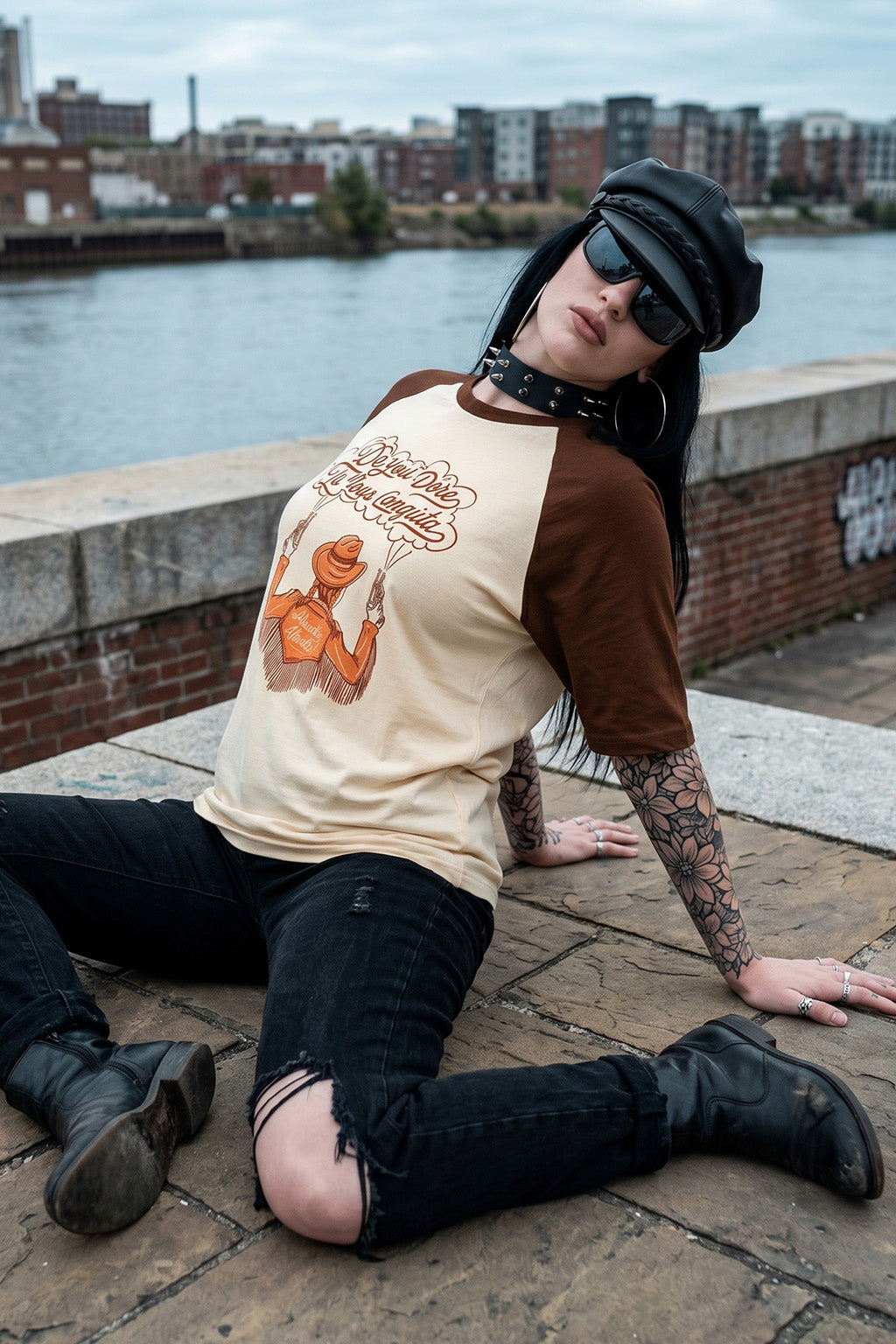 Do You Dare Brown Oversized Graphic T-Shirt