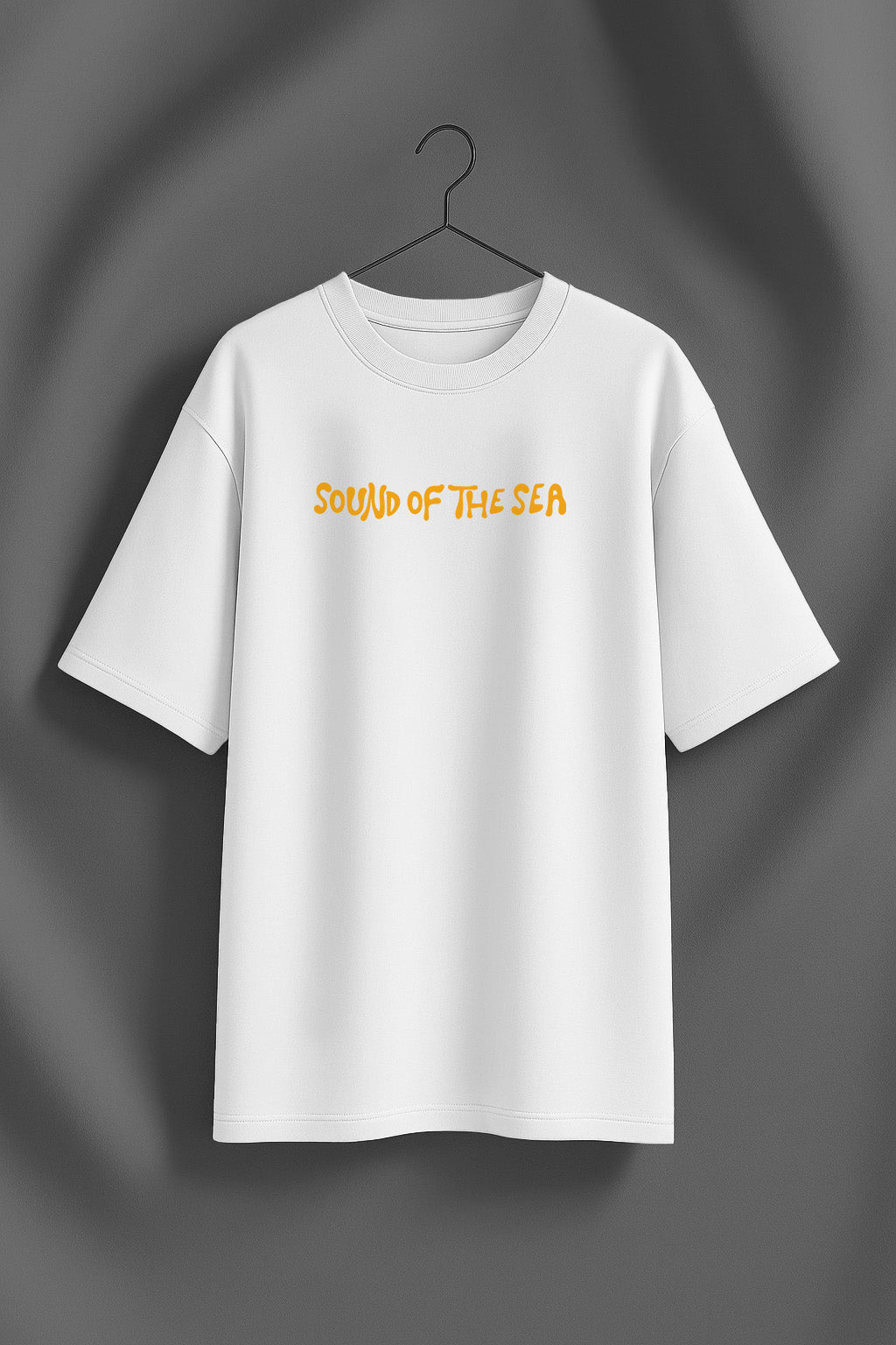 Sound Of Sea White Graphic Printed Oversized T-Shirt