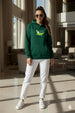 Caterpillar Printed Green Oversized Hoodie