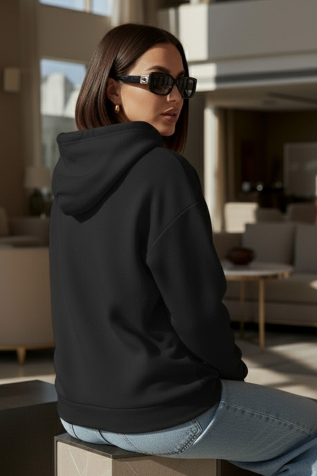 Hell Yeah Printed Black Oversized Hoodie