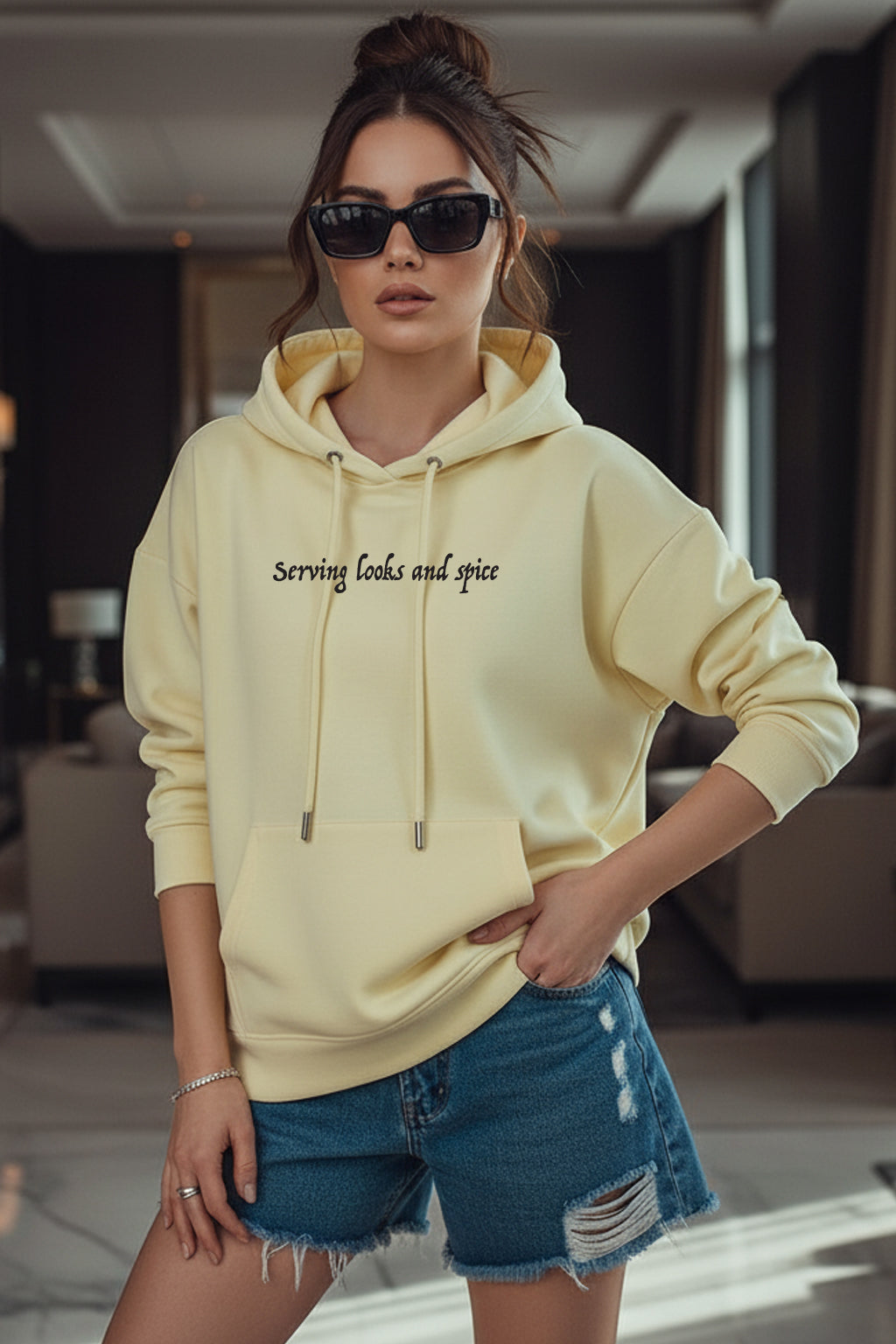 Bring The Heat Marshmallow Oversized Printed Hoodie