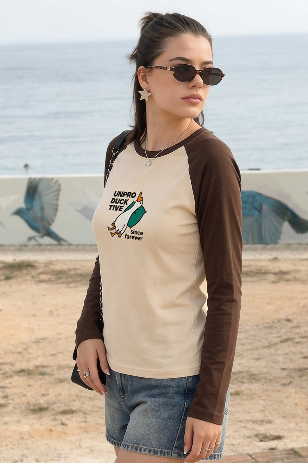 Unpro Duck Tive  Raglan Printed Full Sleeve Regular Fit T-Shirt