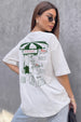 Fun Pizza White Oversized Printed T-Shirt