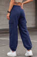 Navy Blue Plain Baggy Fit Cargo Jogger