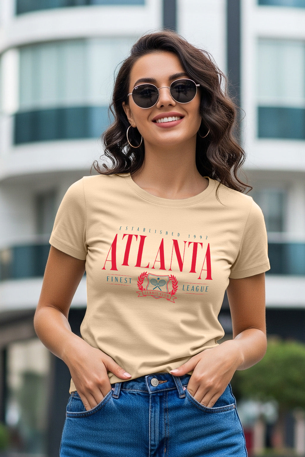 Atlanta Swanwhite Printed Regular Fit T-Shirt