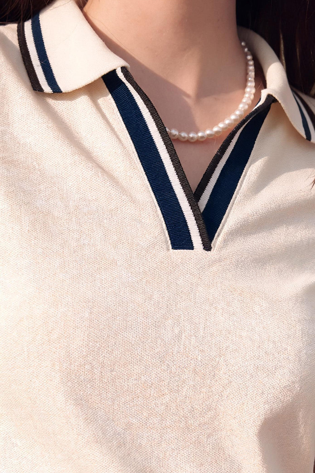Stripe Collar Marshmallow Regular Fit Premium Pique Lycra Polo T-Shirt
