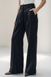 Black High Rise Pleated Wide-Leg  Korean Pants