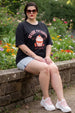 Seaside Travel Black Plus Size Printed T-shirt