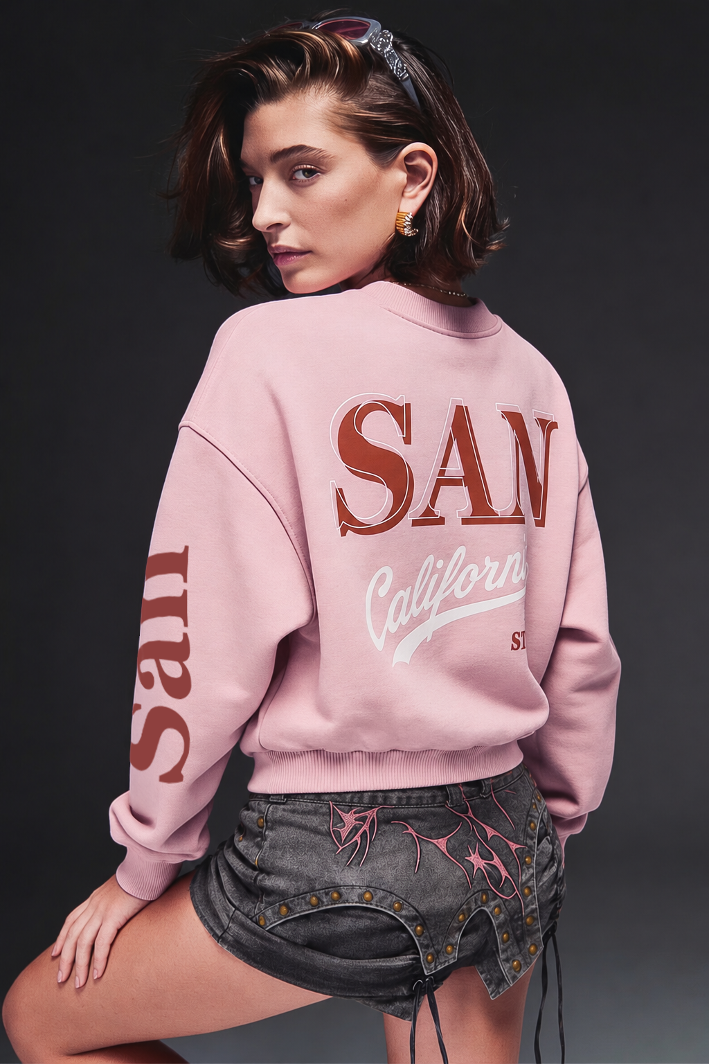Pale Pink Crop Sweatshirt