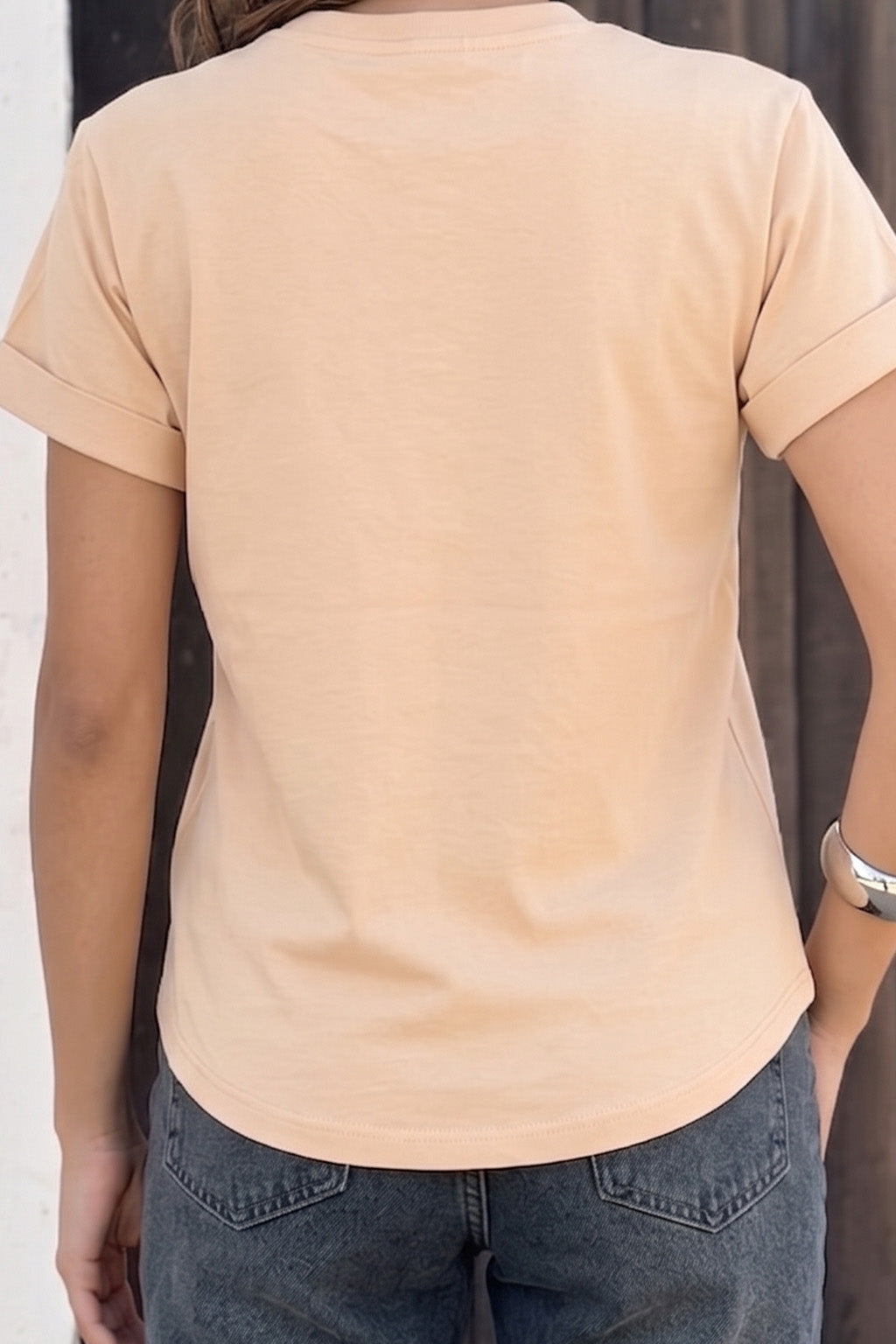 Beige Plain Boyfriend Fit T-Shirt