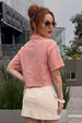 AOP Pink Peach Crop Shirt