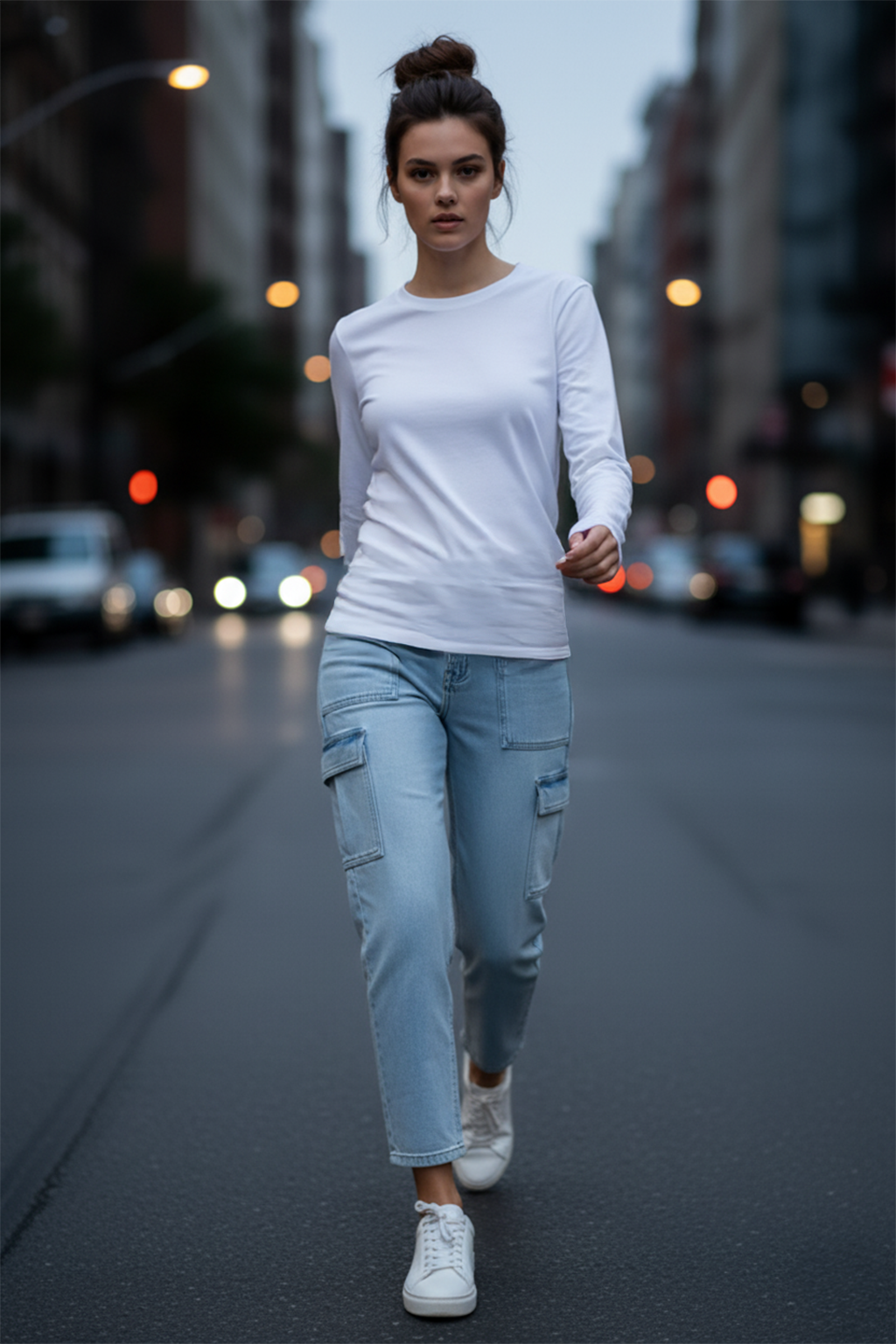 White Plain Full Sleeve Regular Fit T-Shirt