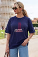 Travel Destinations Royal Blue Oversized Fit Printed T-Shirt