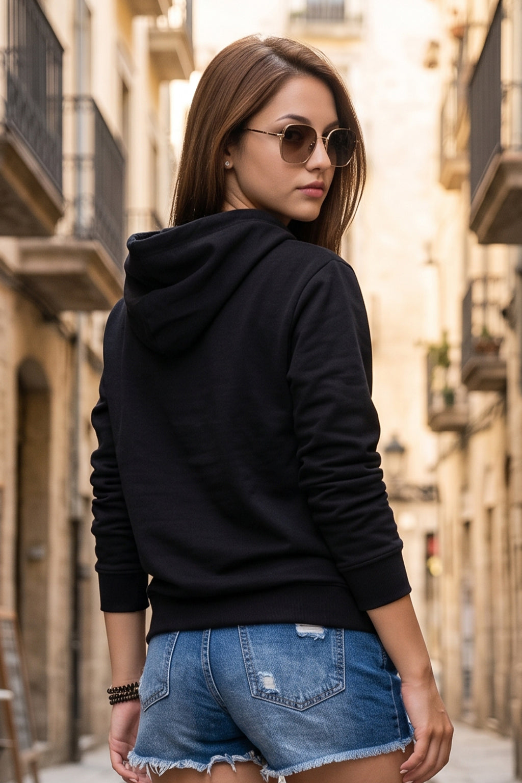 Boston Black Regular Fit Front Printed Hoodie
