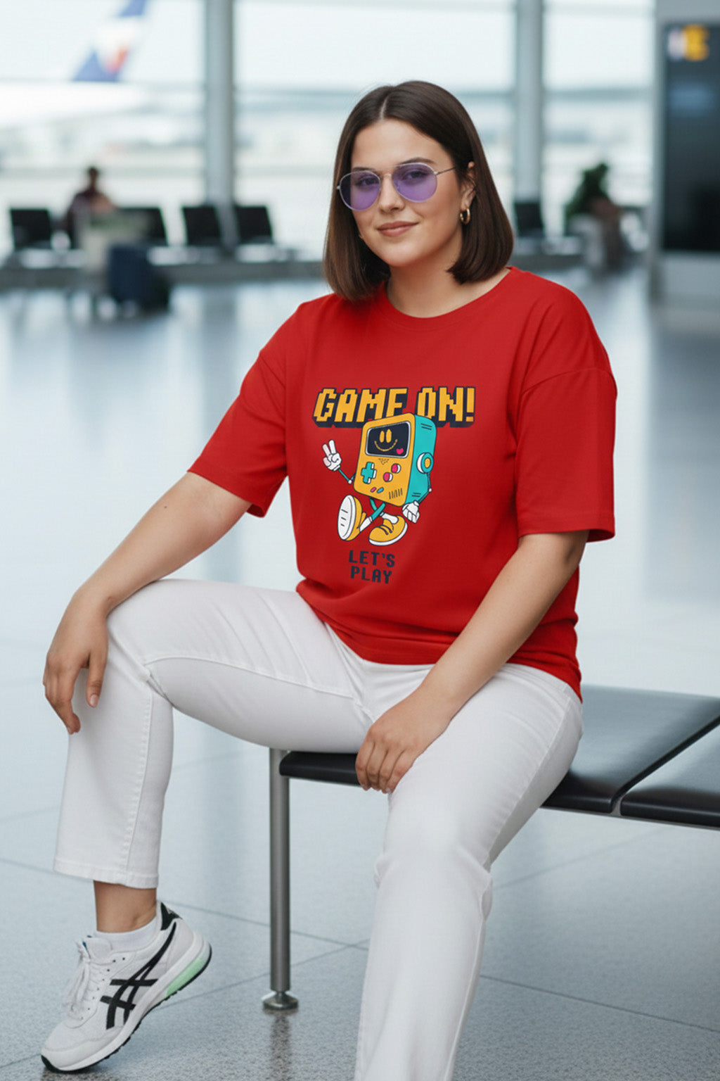 Game On Red Plus Size Printed T-shirt