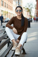Brown Plain Full Sleeve Regular Fit T-Shirt
