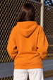 Mushroom Club Graphic Printed Orange Oversized Hoodie