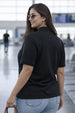 Black Plain Plus Size Polo T-shirt